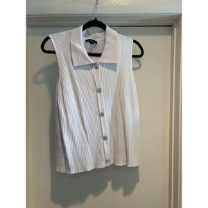 Ribbed Collared Tank Top Blouse